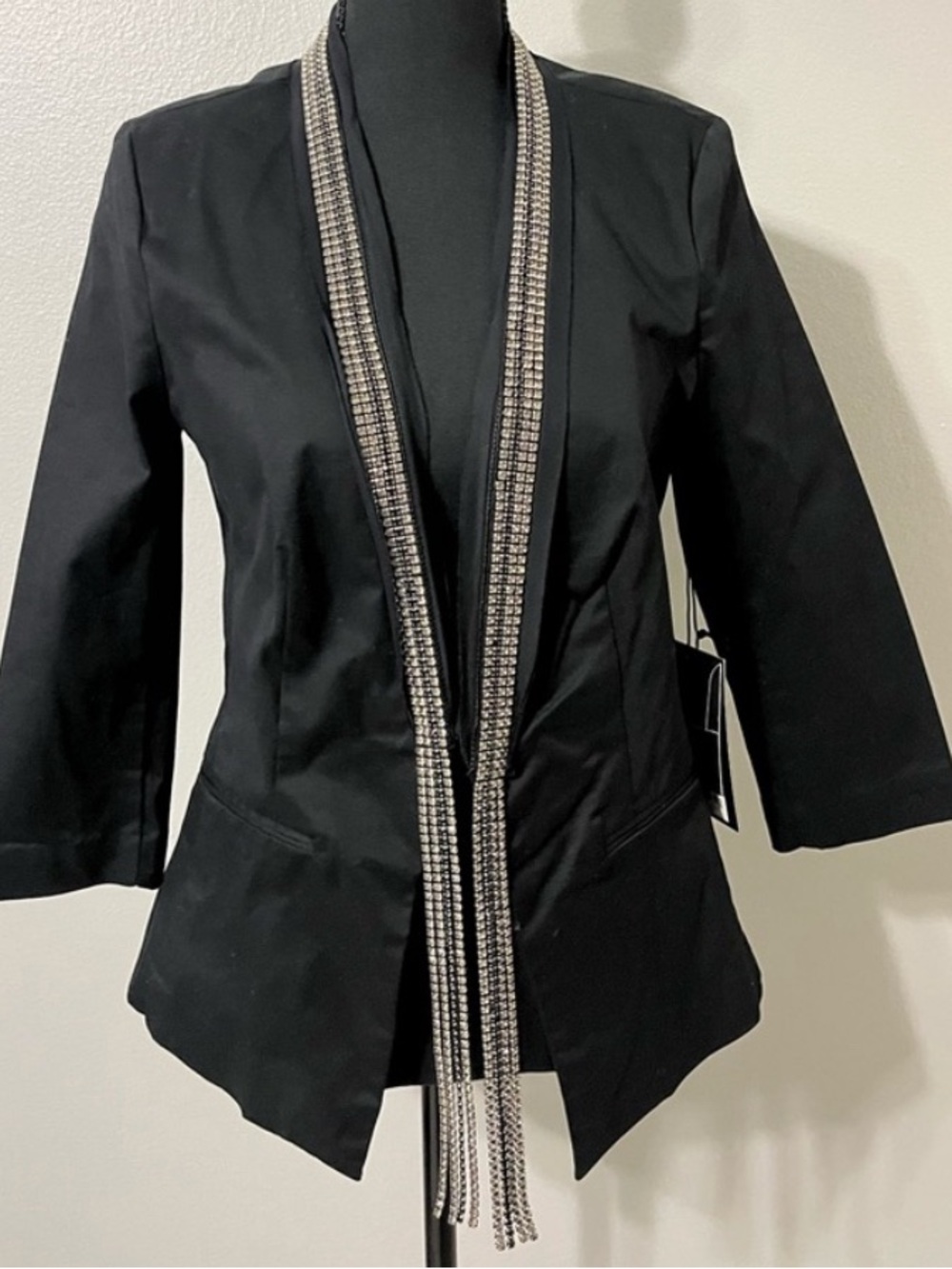 Rock and Republic Black Women's Blazer with Rhinestone Trim